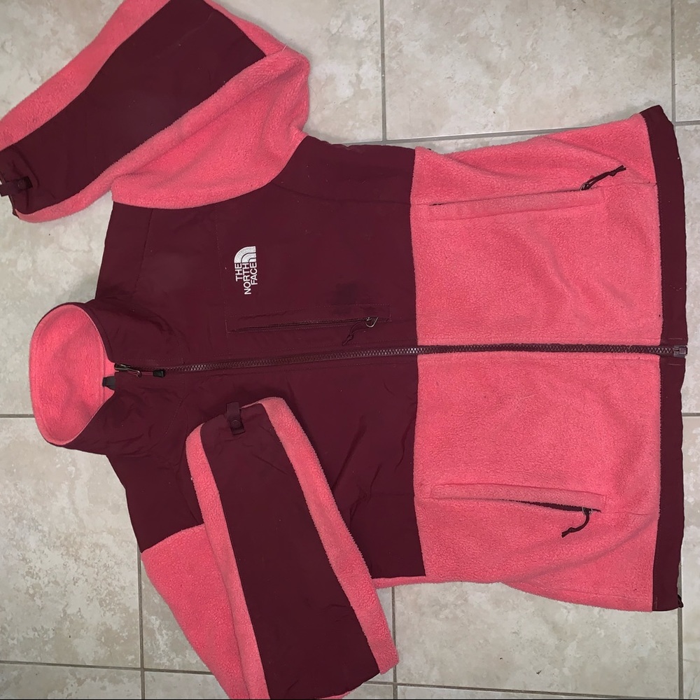 Pink women’s fleece north face jacket